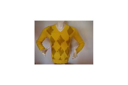 J. Lindeberg Mazin Printed Pleats V Neck Sweater &ndash; Yellow