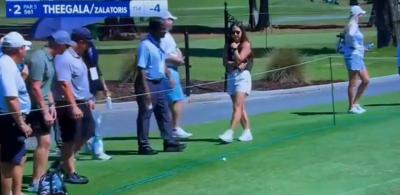 Sahith Theegala's father pretends to kick his son's golf ball