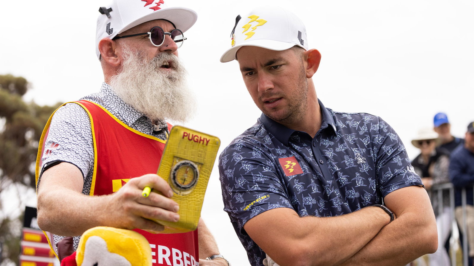 Lucas Herbert with his caddie Nick Pugh