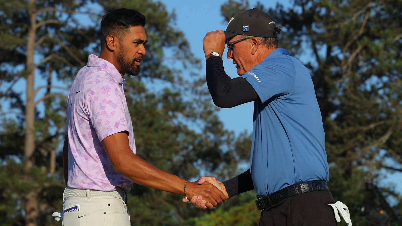 Phil Mickelson with Tony Finau at The Masters