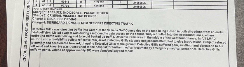 The police report of Scottie Scheffler's arrest