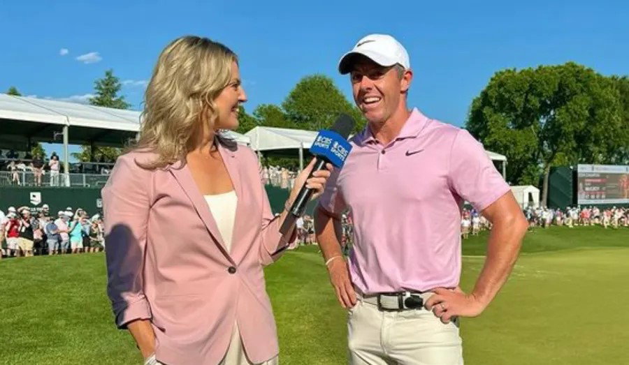 Balionis interviewing McIlroy at Quail Hollow this month