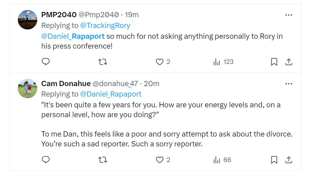 Golf fans were not amused with Rapaport's Q