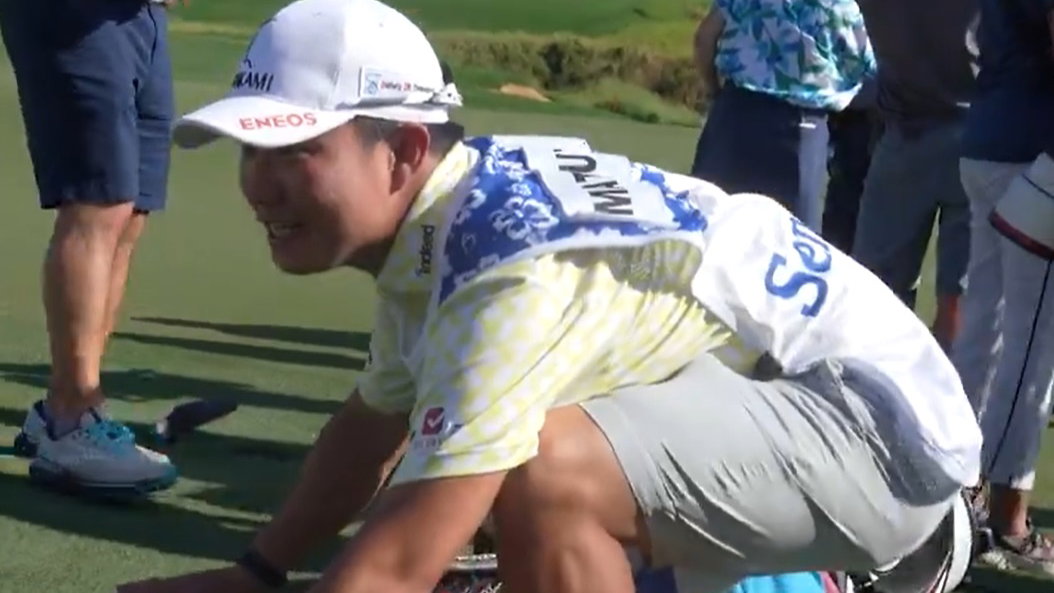 Hideki Matsuyama's caddie Shota Hayafuji