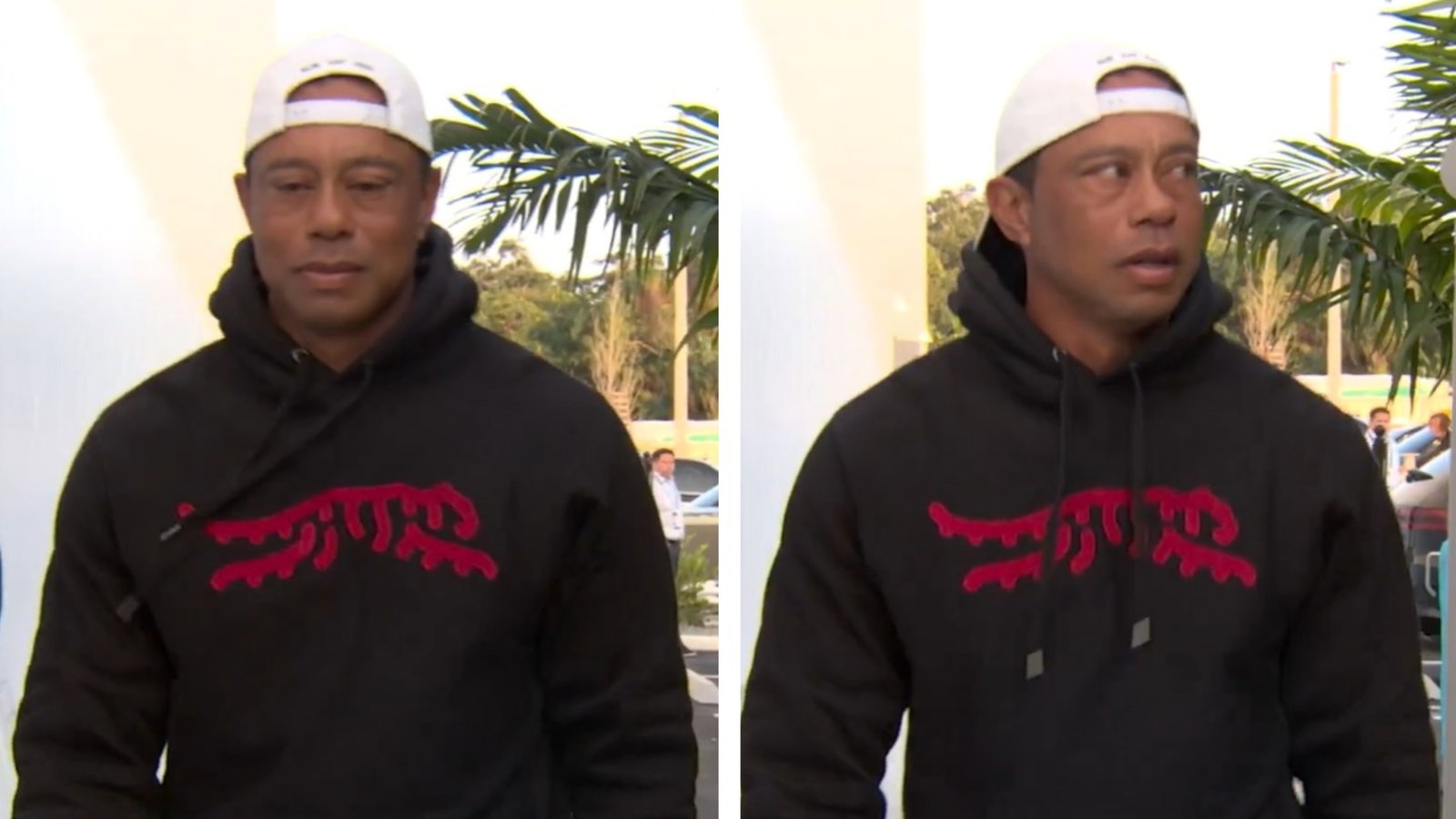 Tiger Woods arrives for his first TGL match