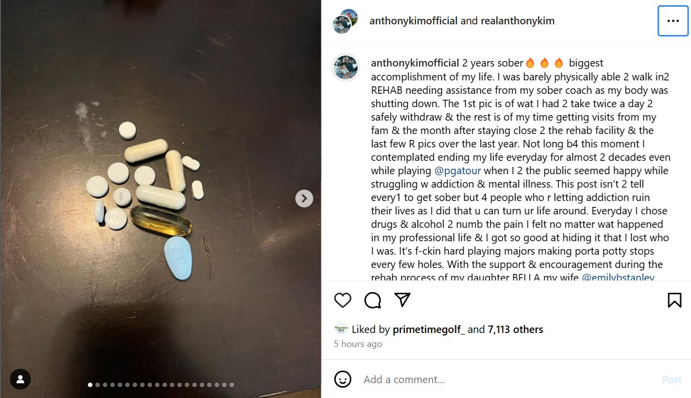 Anthony Kim's Instagram post
