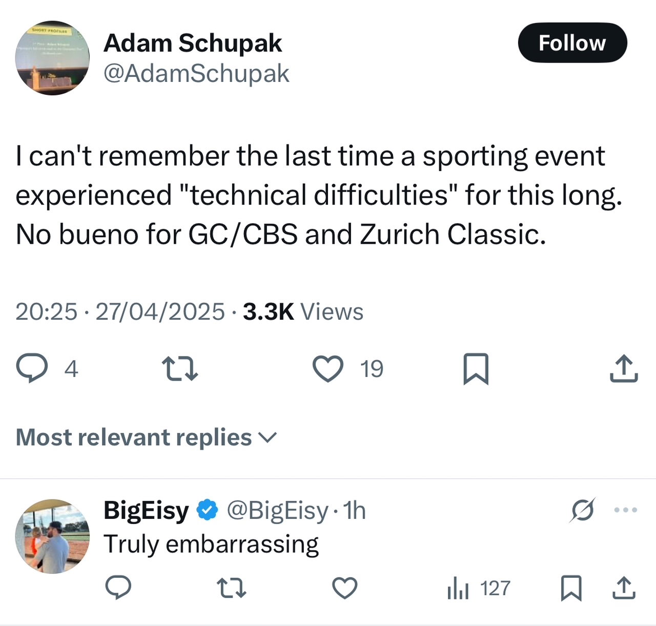 Live coverage prevented due to power outage