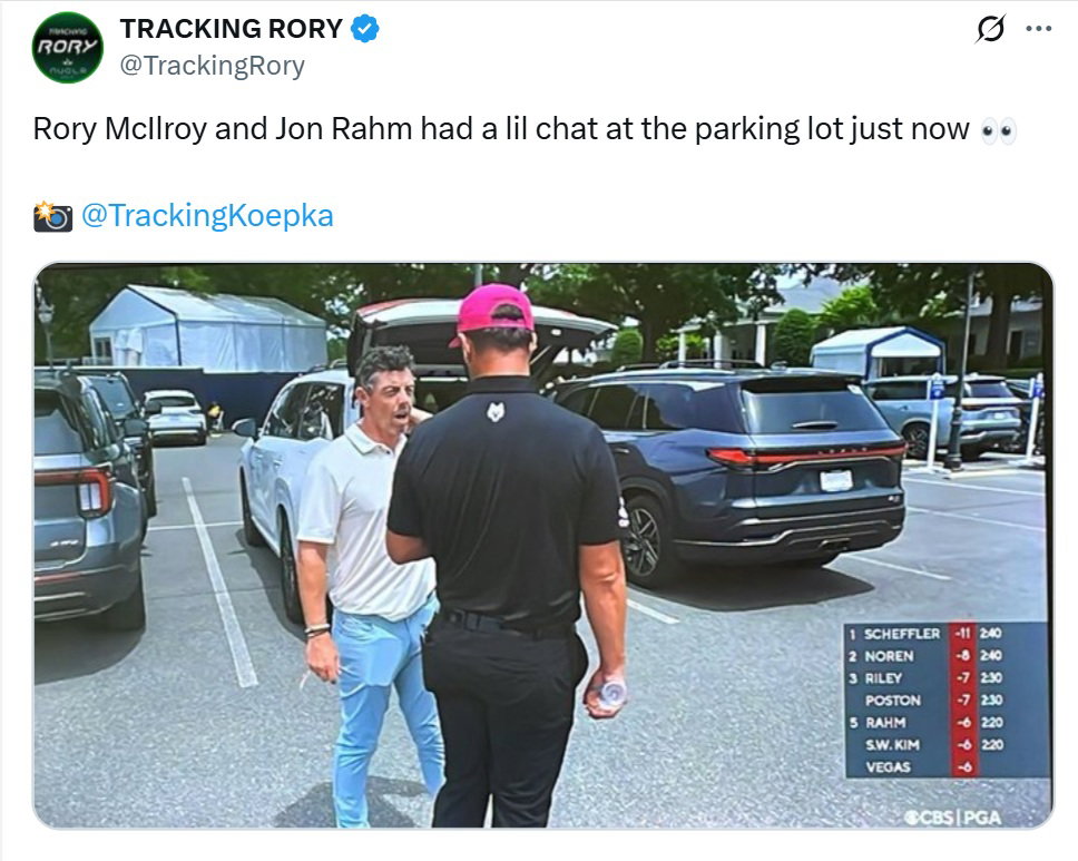 McIlroy chats to Rahm in car park 