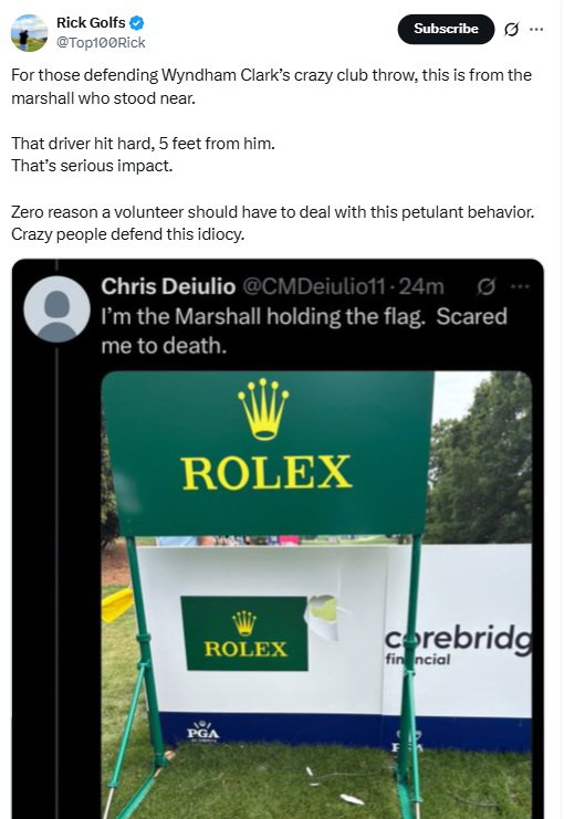 Clark has come under fire by golf fans