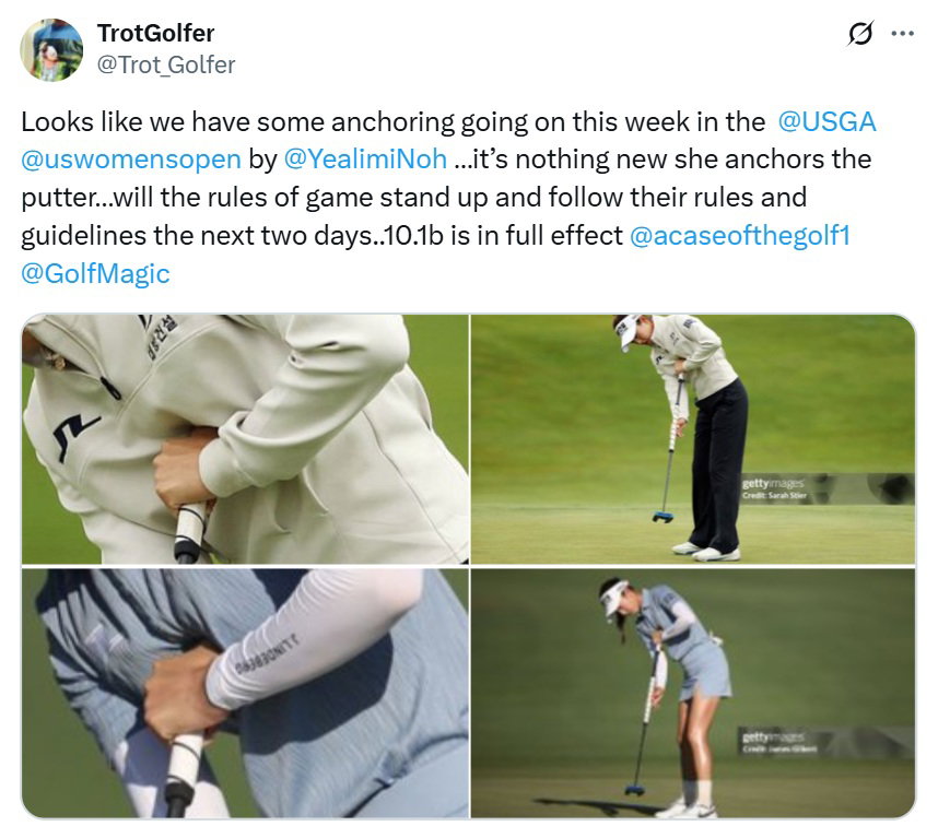 Golf fans questioni Noh's putting stroke