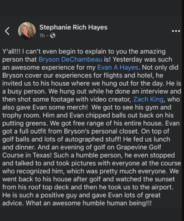 Bryson's incredible act of kindness