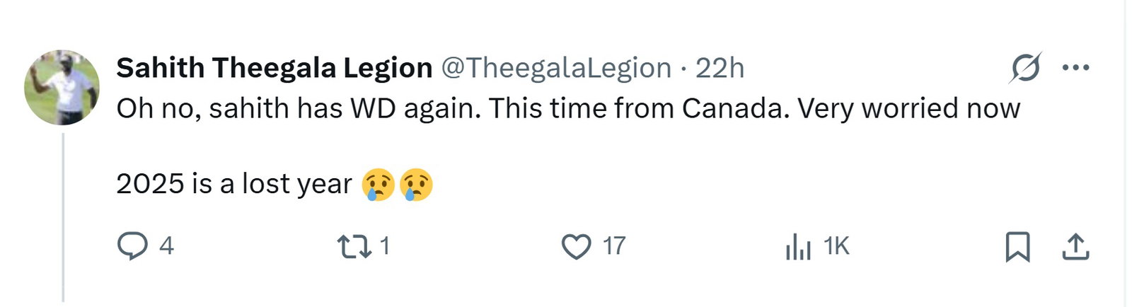 Theegala fans are worried