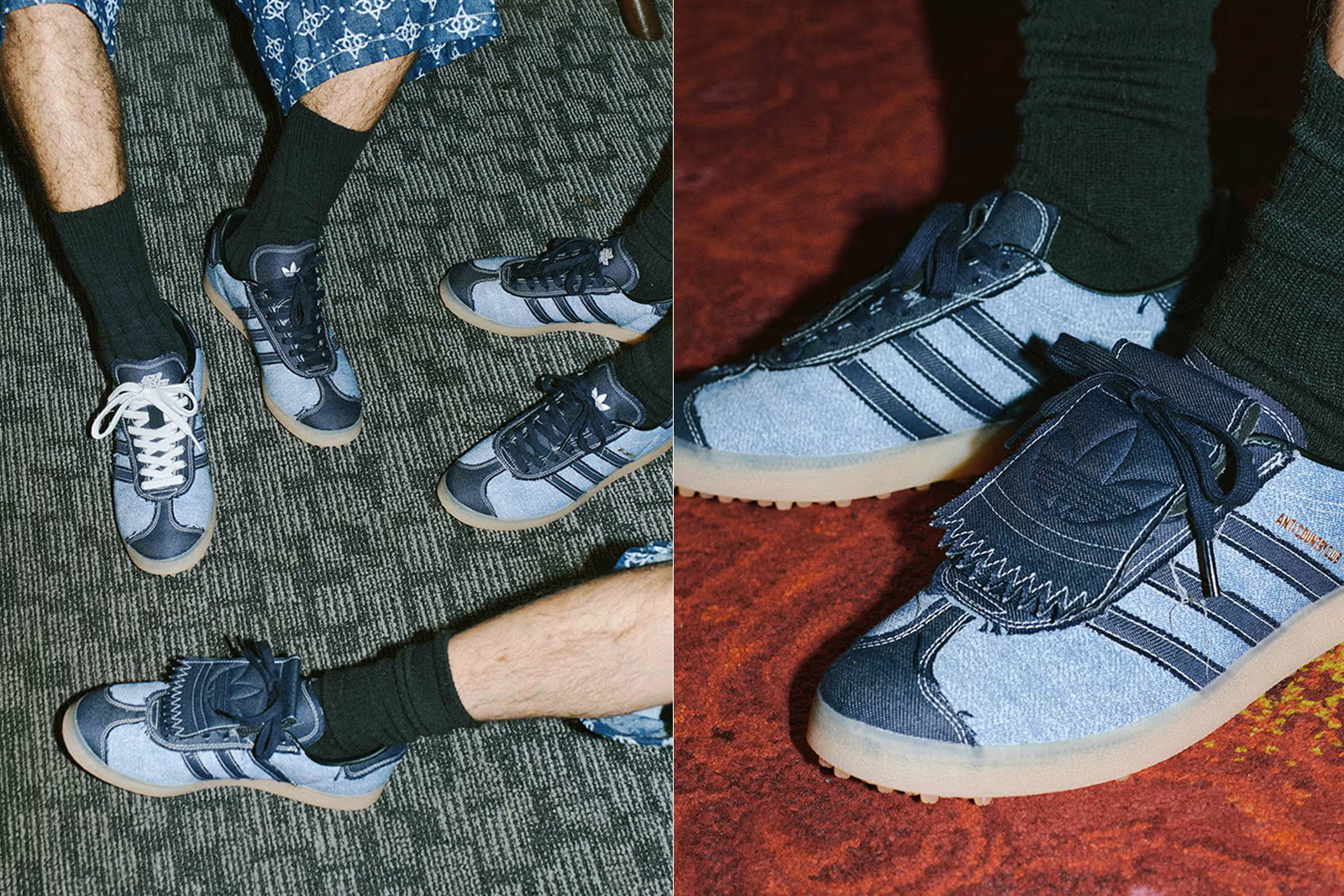 adidas gazelle silver green womens Patchwork Denim Adidas Samba