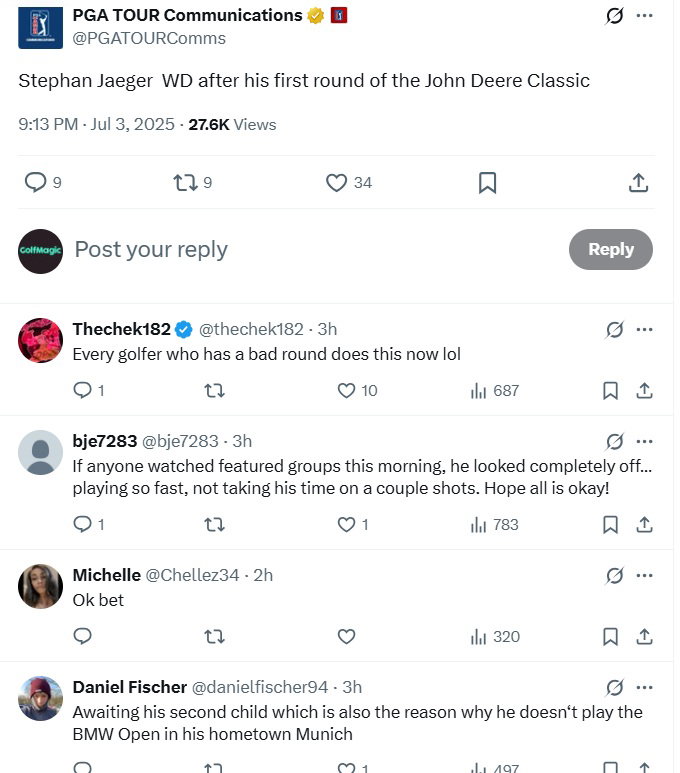 Golf fans debate Jaeger's WD 
