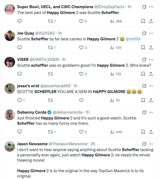 Golf fans are loving Scottie's cameo