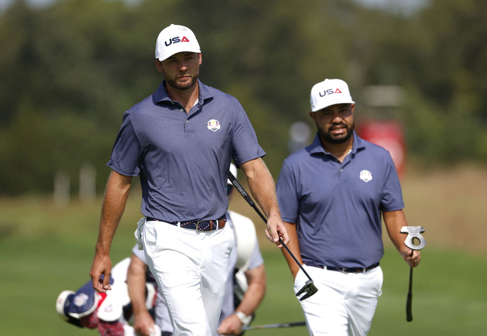 Sam Burns with JJ Spaun in practice