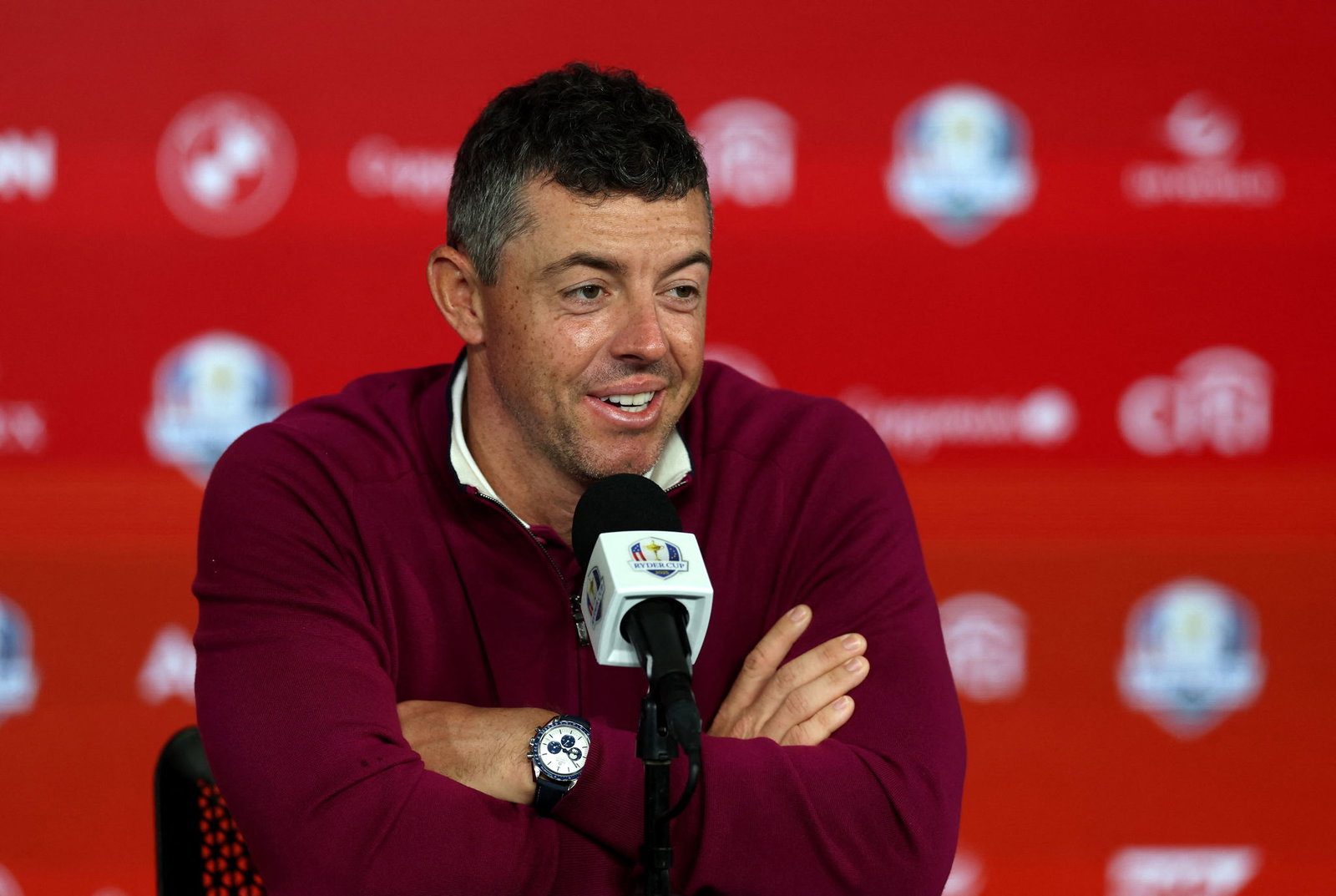 McIlroy speaking to reporters at Bethpage