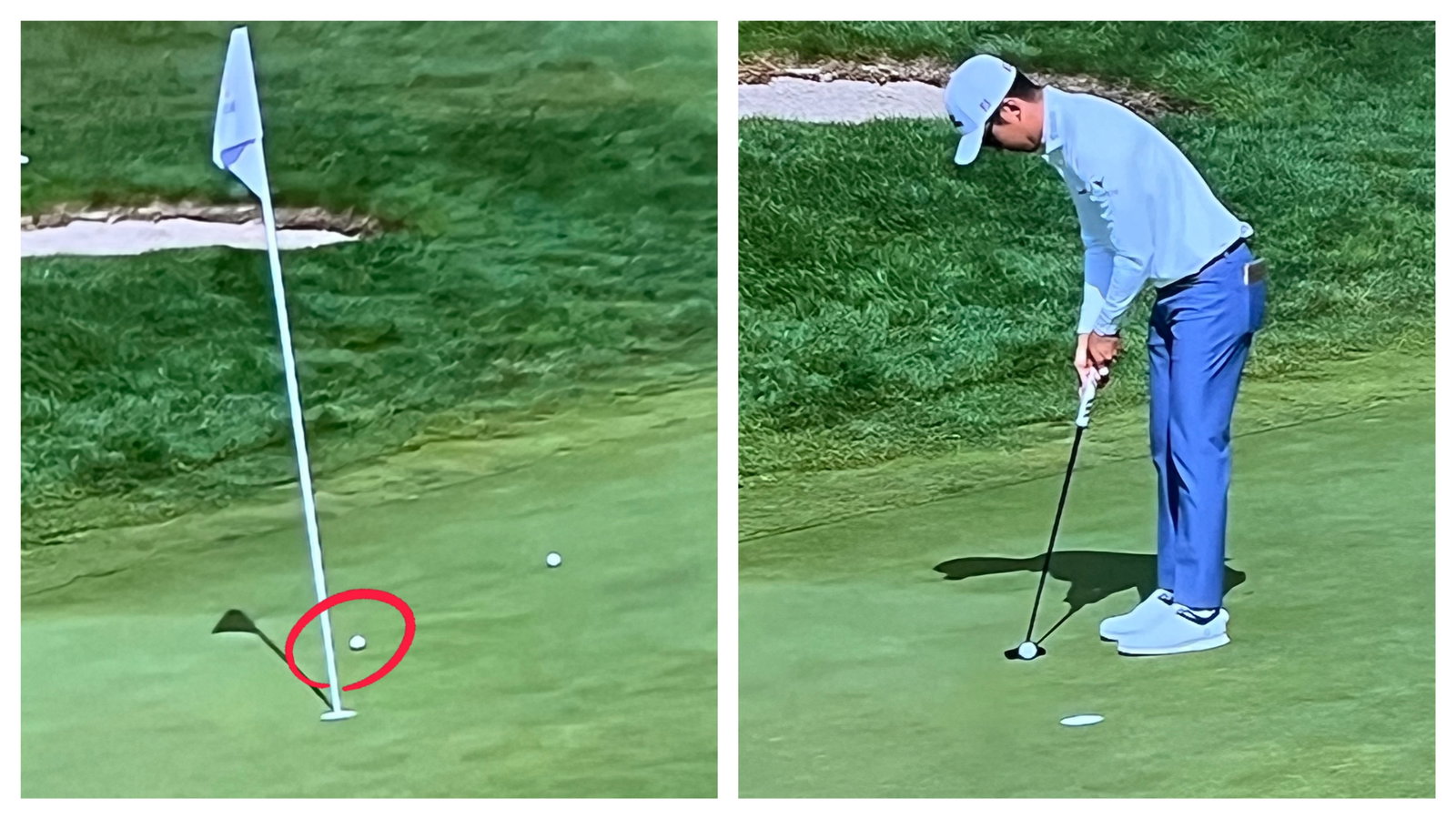 Kim putting out for birdie on 10