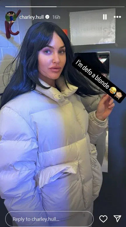 Charley Hull wearing a black wig in 2024 