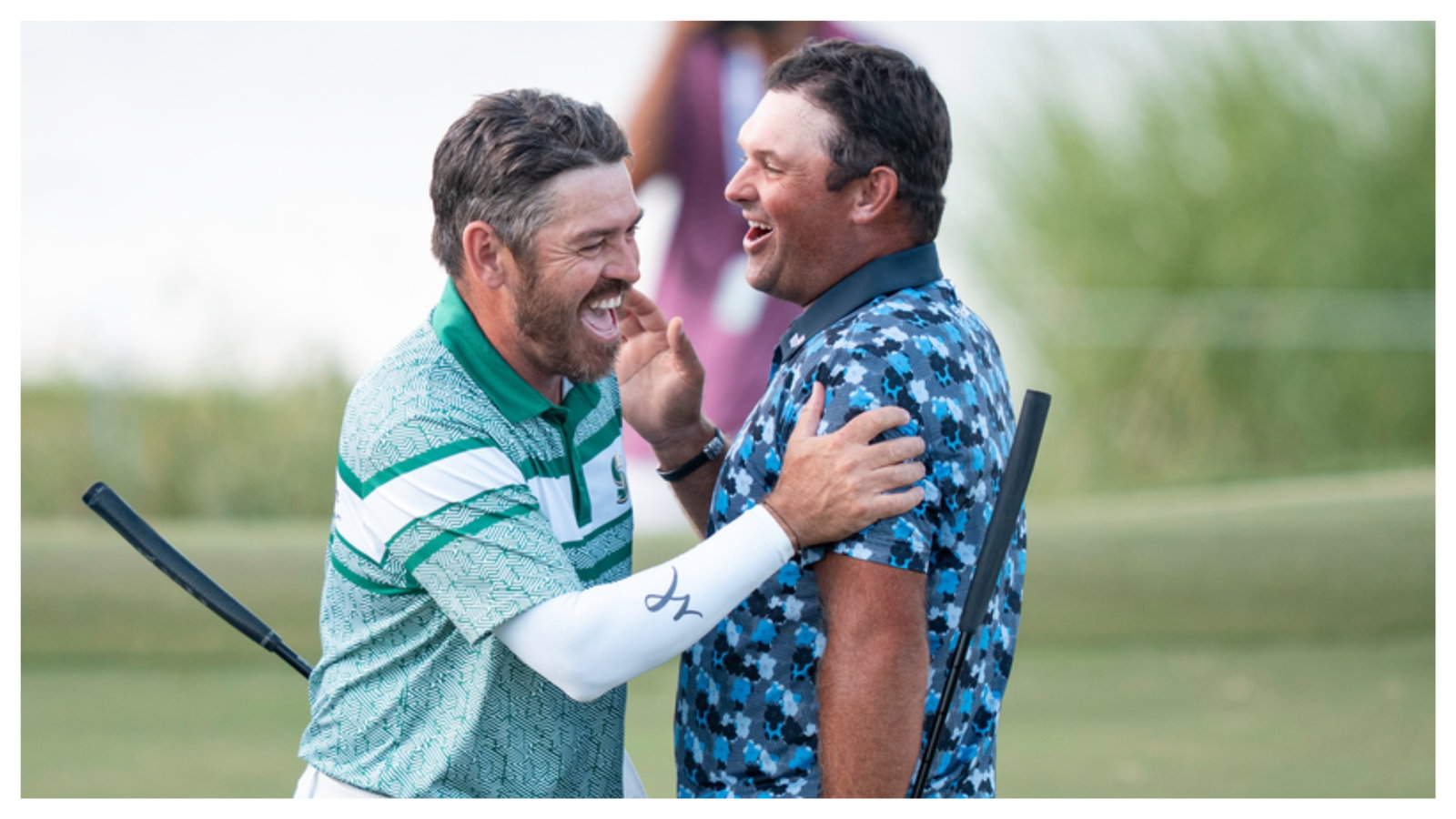 Patrick Reed laughs with Louis Oosthuizen [LIV Golf] 