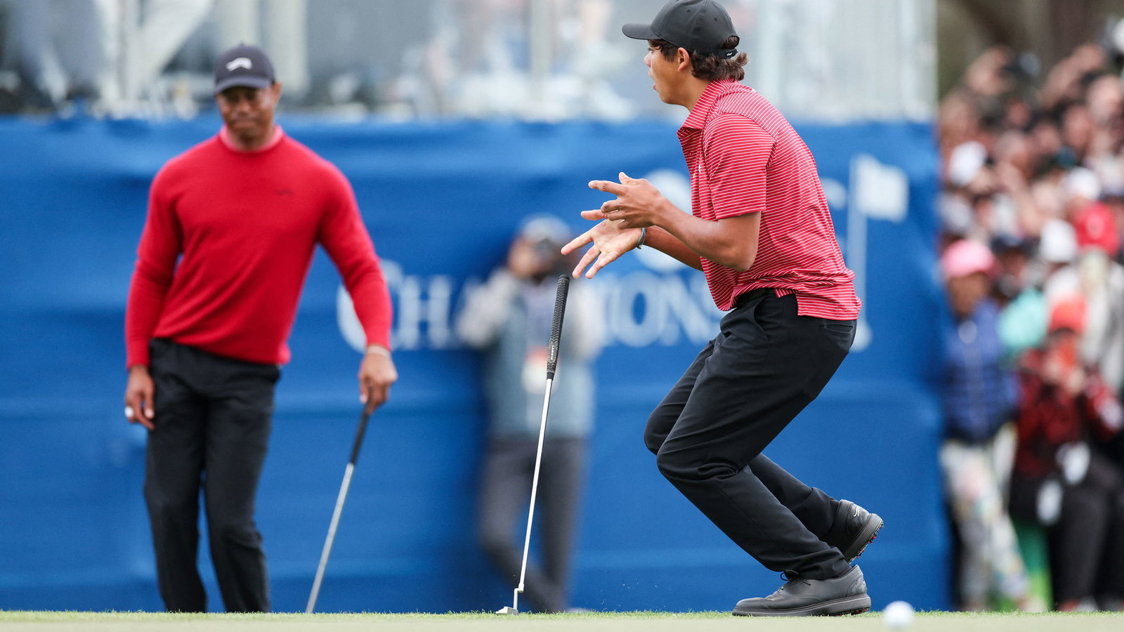 Tiger Woods and Charlie Woods at the PNC Championship