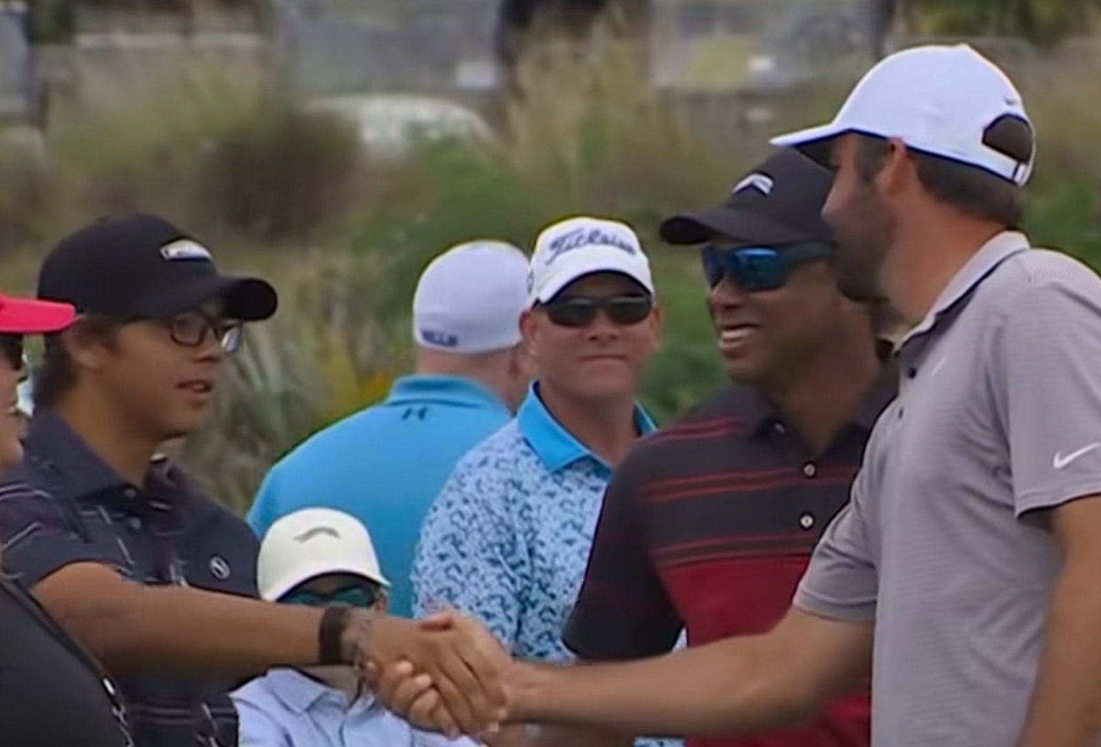 Charlie Woods meets Scottie Scheffler at Albany (X/Twitter)