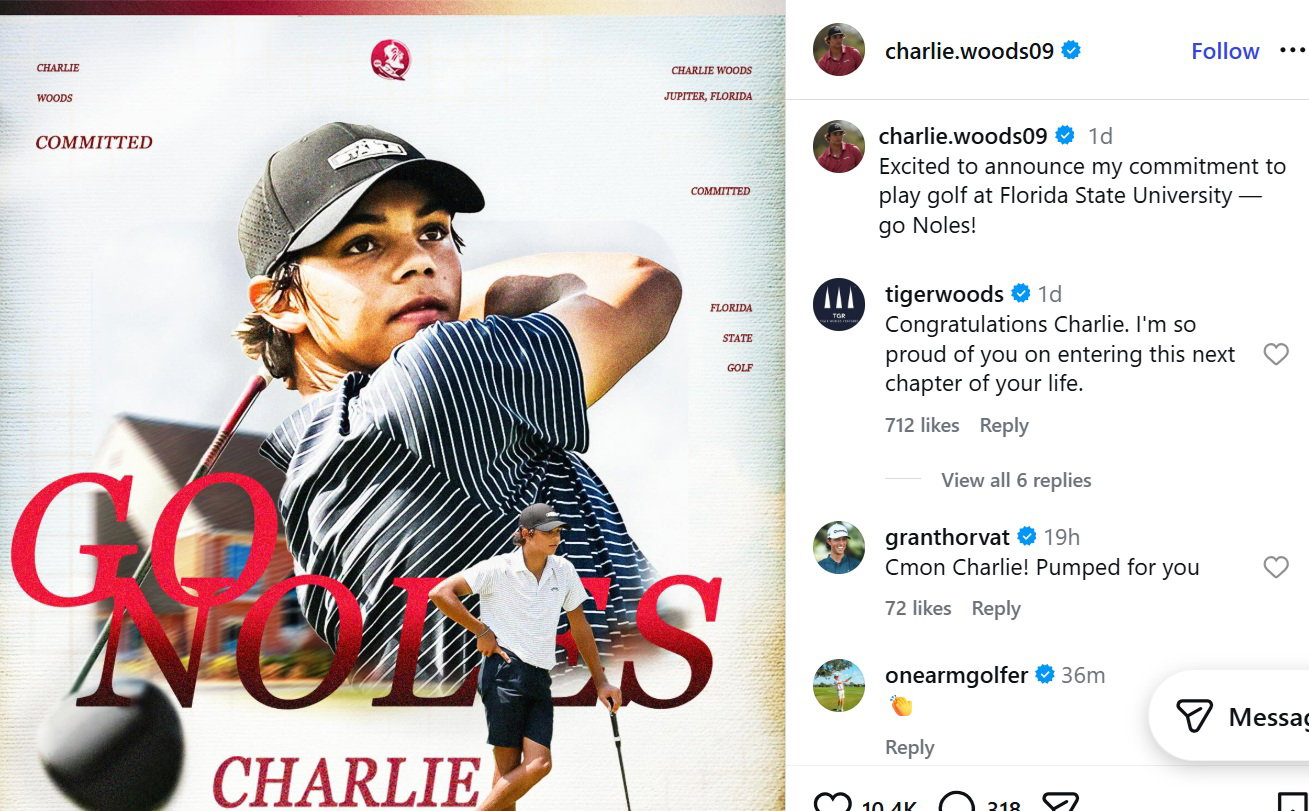 Charlie Woods / Instagram