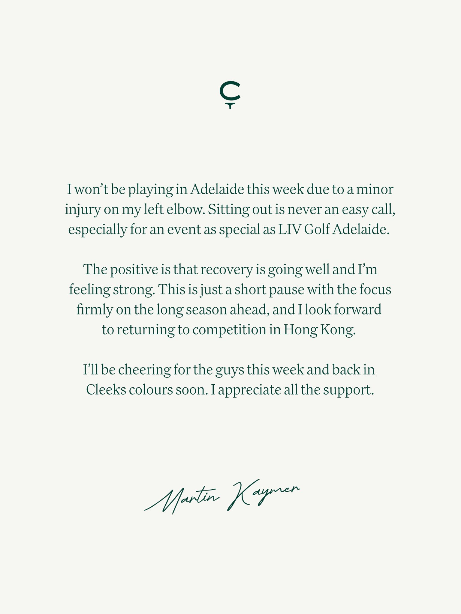 Martin Kaymer's statement