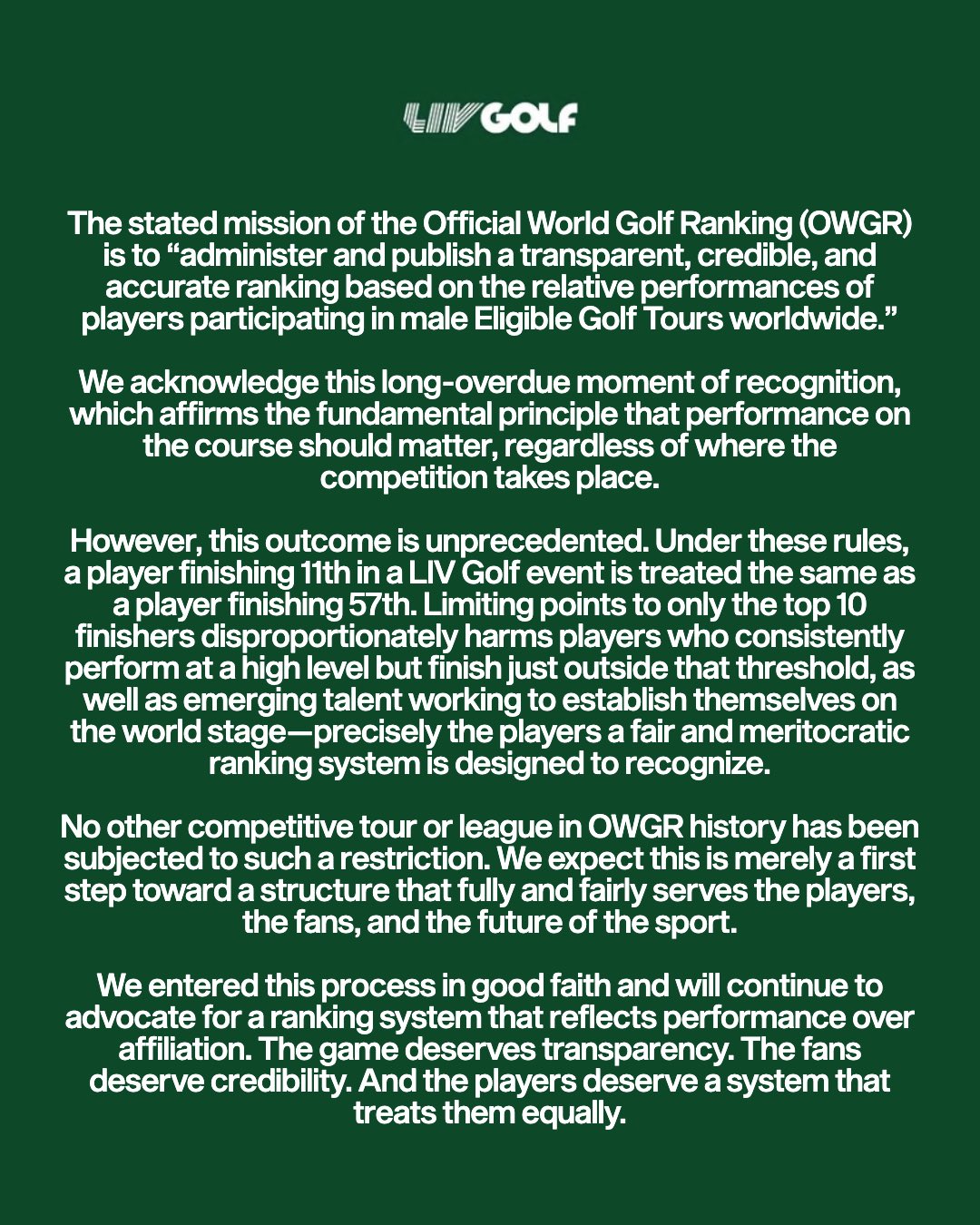 LIV Golf hope this is the "first step" towards a better structure