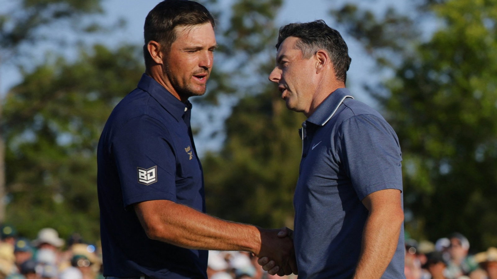 Rory McIlroy and Bryson DeChambeau at the 2025 Masters