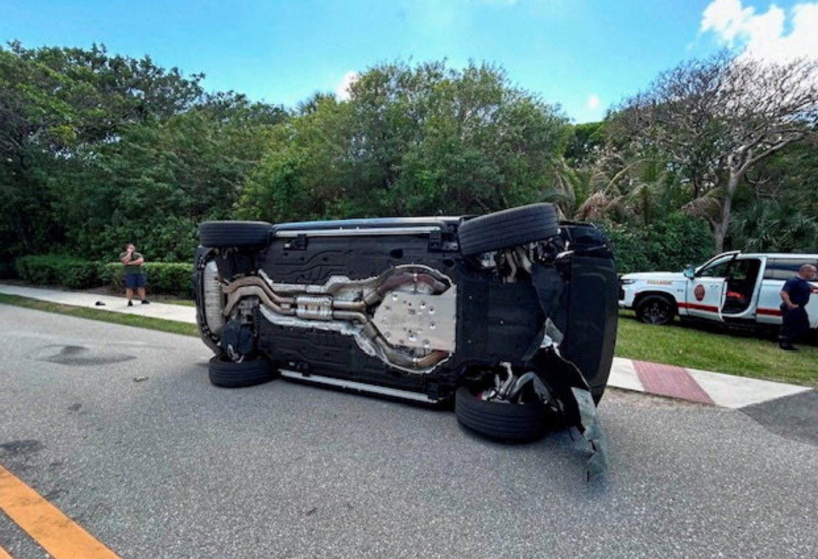 Woods flipped his Range Rover in crash