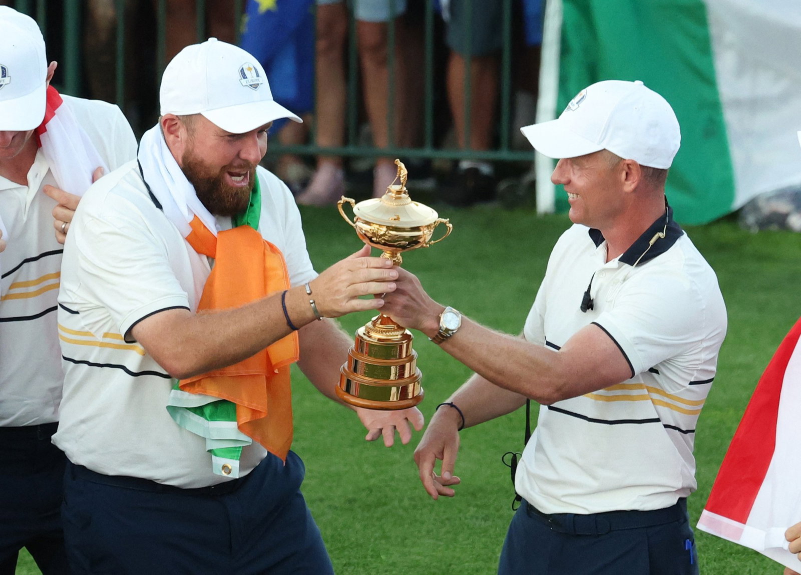 Ireland's Shane Lowry with captain Luke Donald