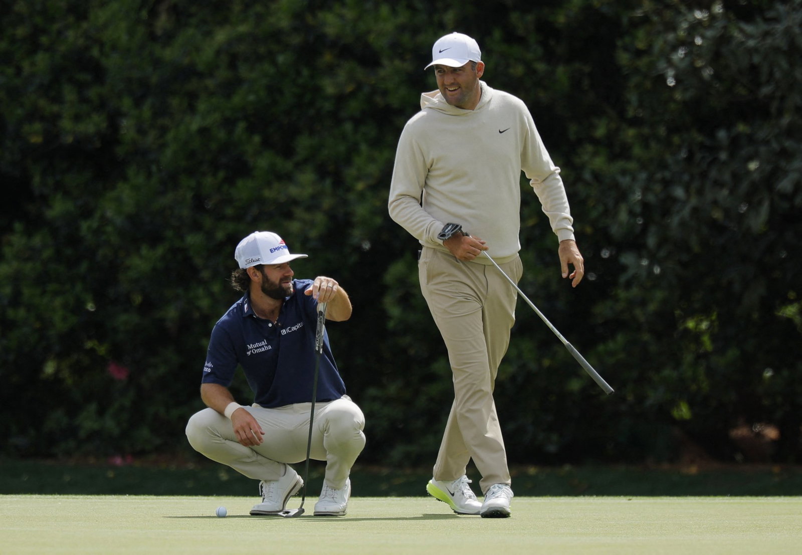 Young and Scheffler in practice at Augusta