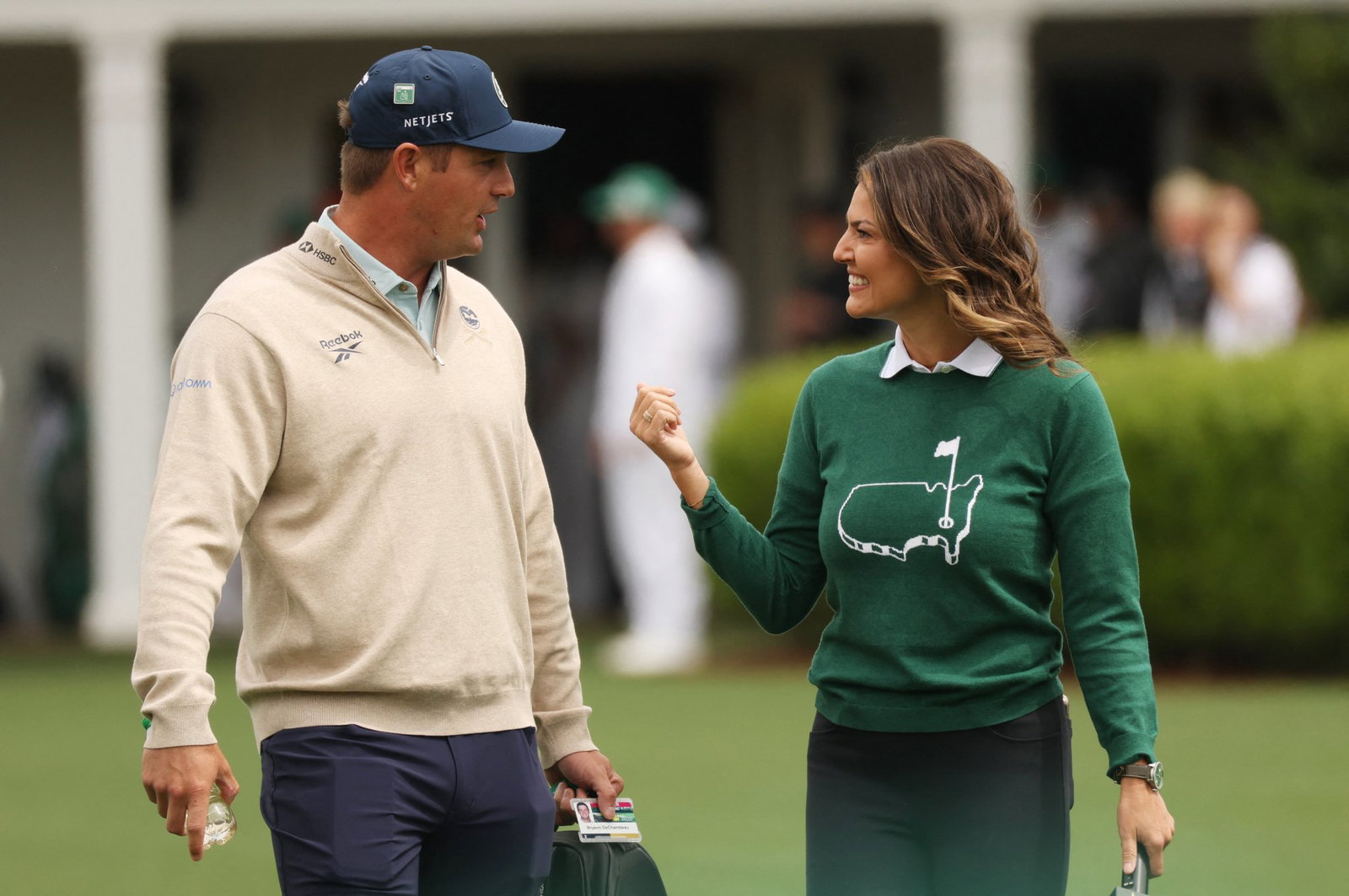 Bryson DeChambeau chats with Amanda Balionis at the 2026 Masters