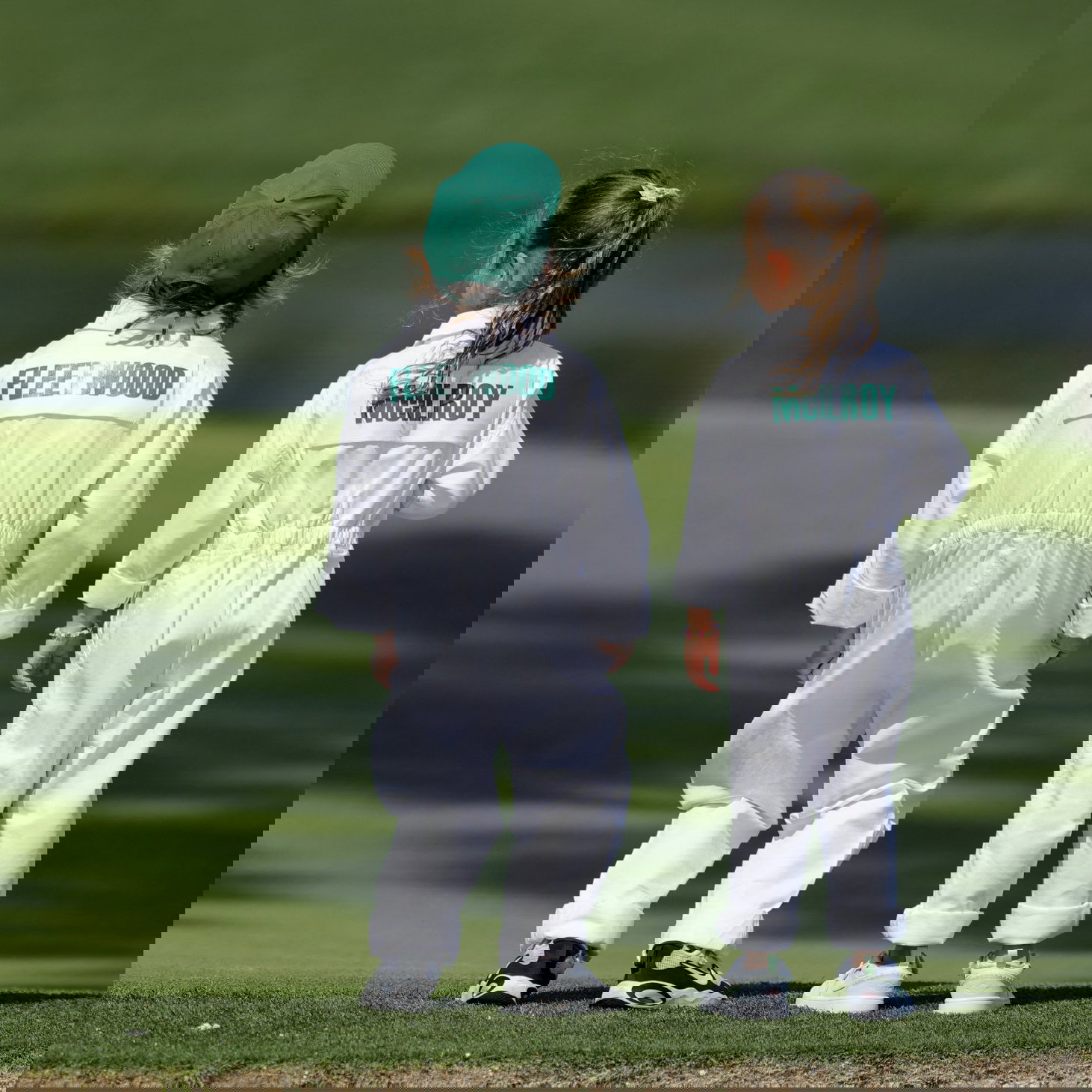 Tommy Fleetwood's son Frankie and Rory McIlroy's daughter Poppy at the Masters Par 3 Contest