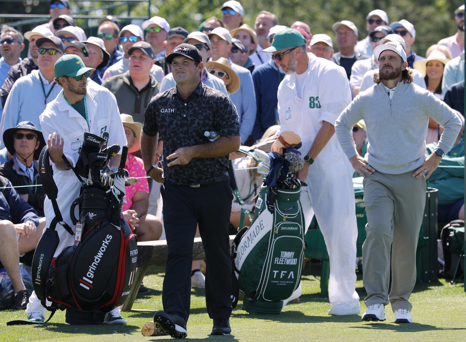 Patrick Reed alongside Tommy Fleetwood in round one of The Masters