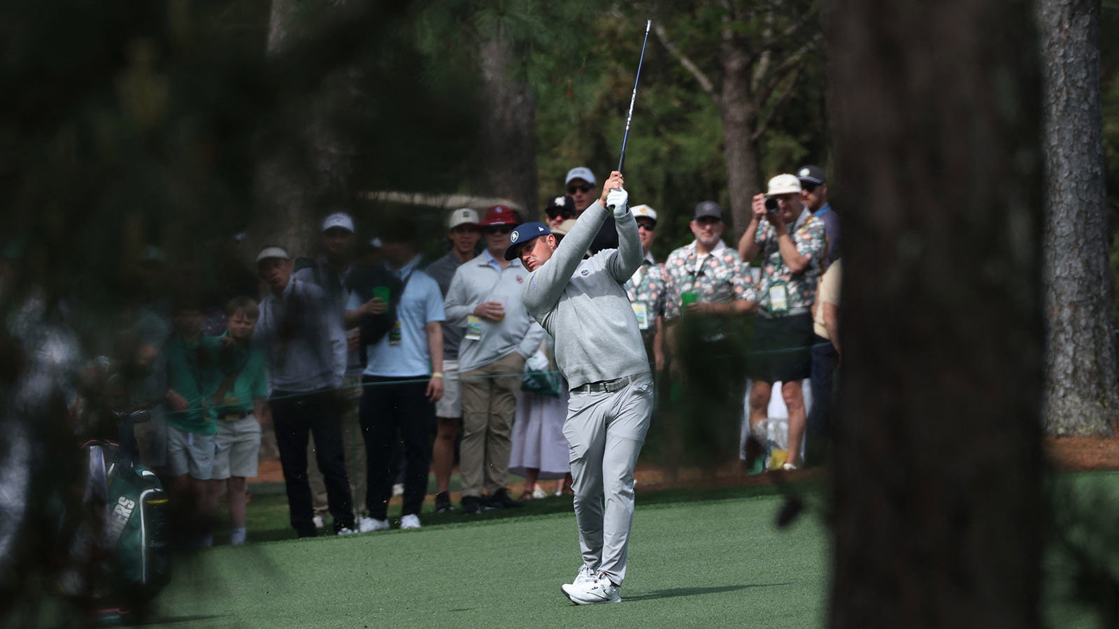 Bryson DeChambeau during a practice round at Augusta National. Image: Reuters
