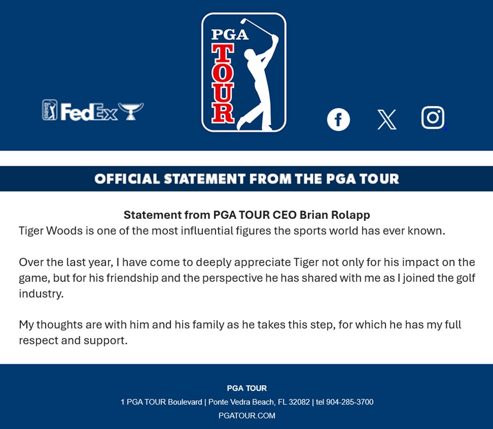 PGA Tour CEO comments on Woods
