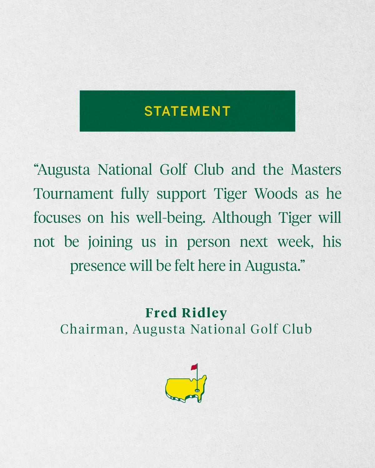 Augusta chairman Ridley comments on Woods
