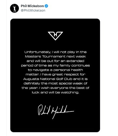 Phil Mickelson statement / X