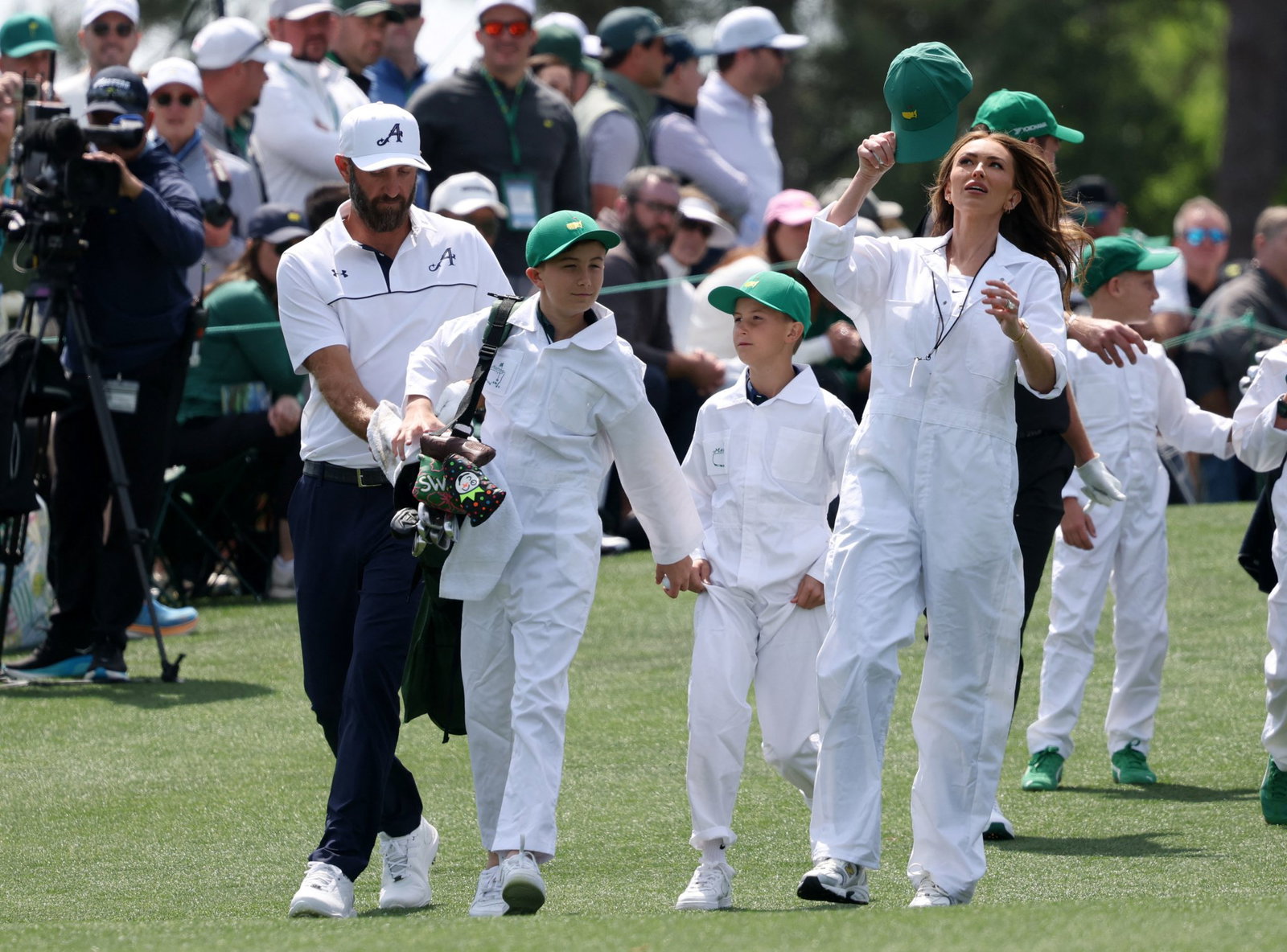 Johnson with his family at the 2026 Masters