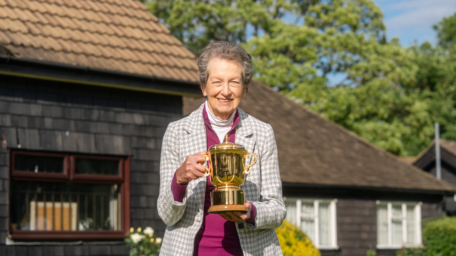 Walton Heath Club President Jill Thornhill and the Jill Thornhill Rose. Image: Sam Jones
