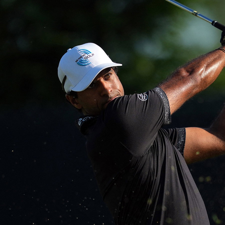 Aaron Rai plays on the 14th hole during the final round of the PGA Championship. Image: Reuters