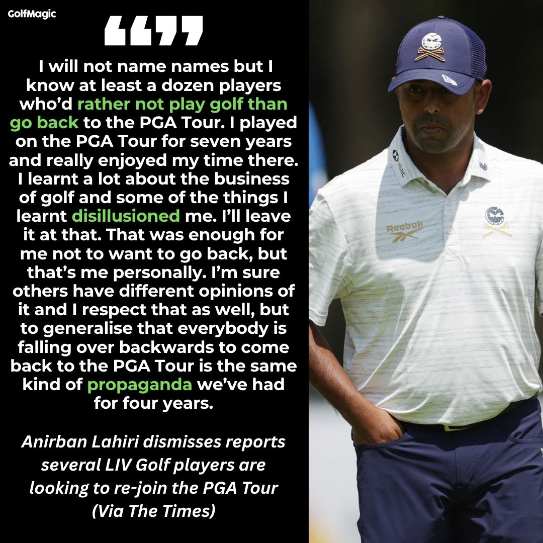 Anirban Lahiri belives there are LIV players who would prefer to retire than re-join the PGA Tour