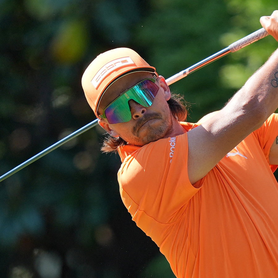 Rickie Fowler tees off on the sixteenth hole during the final round of the Truist Championship. Image: Reuters