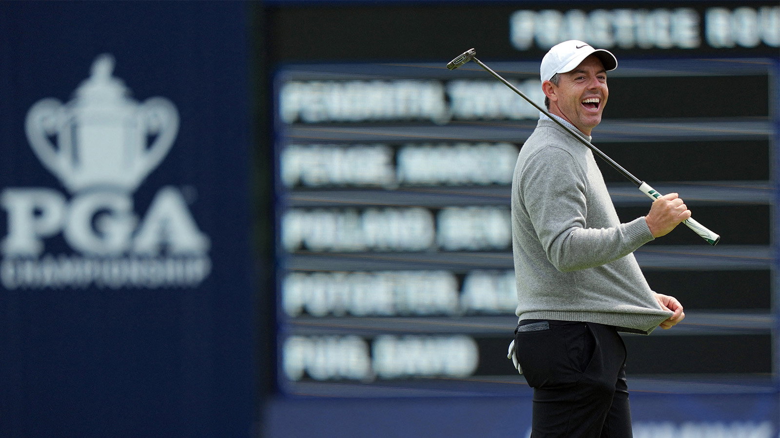  Rory McIlroy during a practice round of the PGA Championship golf tournament at Aronimink Golf Club. Image: Reuters