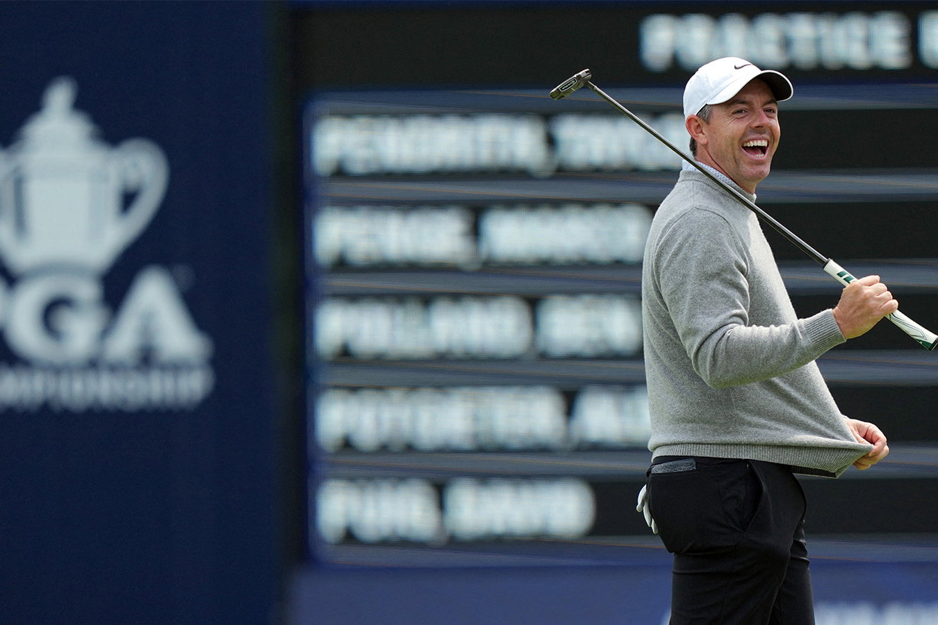  Rory McIlroy during a practice round of the PGA Championship golf tournament at Aronimink Golf Club. Image: Reuters