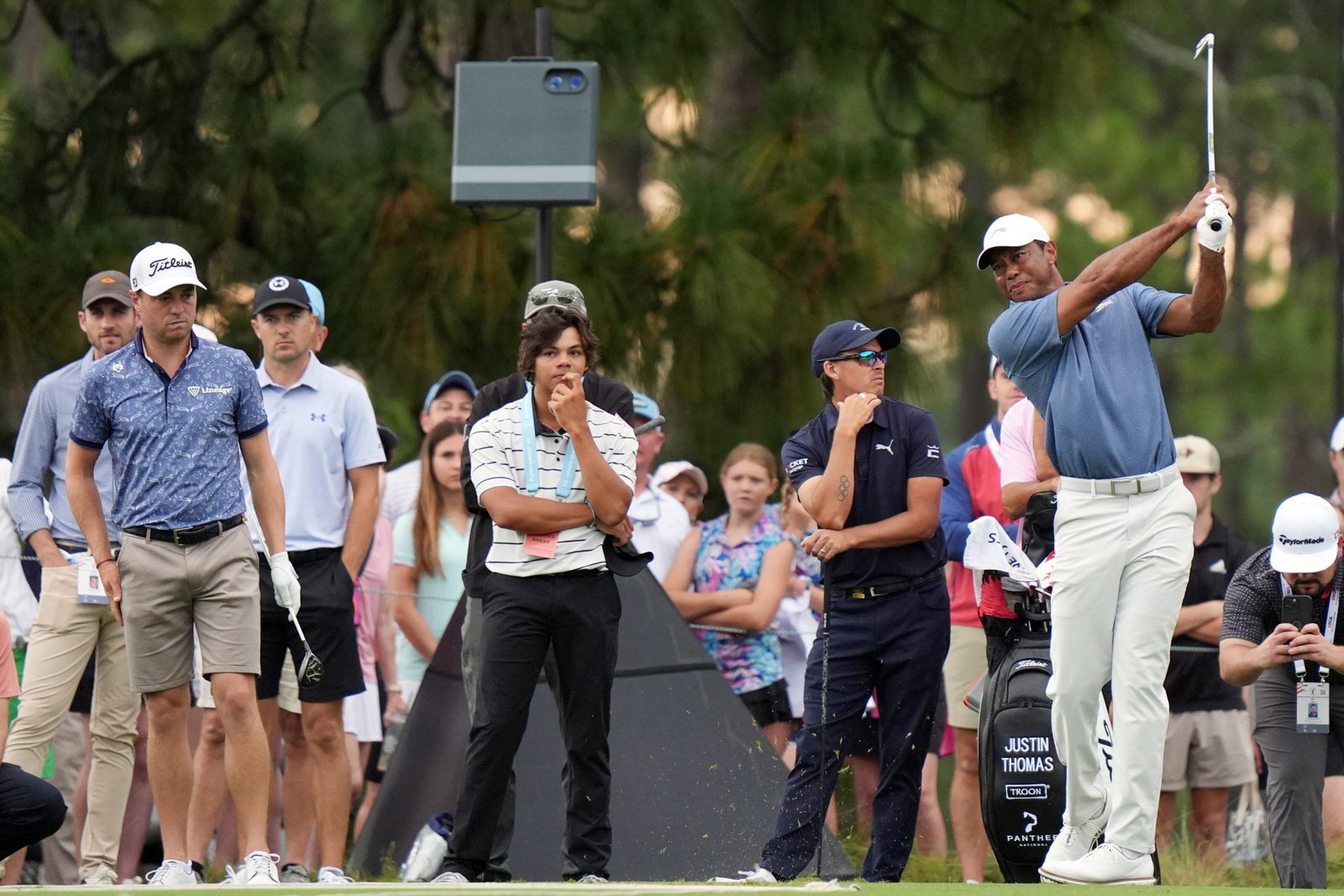 Charlie Woods watches his Tiger in a practice round ahead of the 2024 U.S. Open