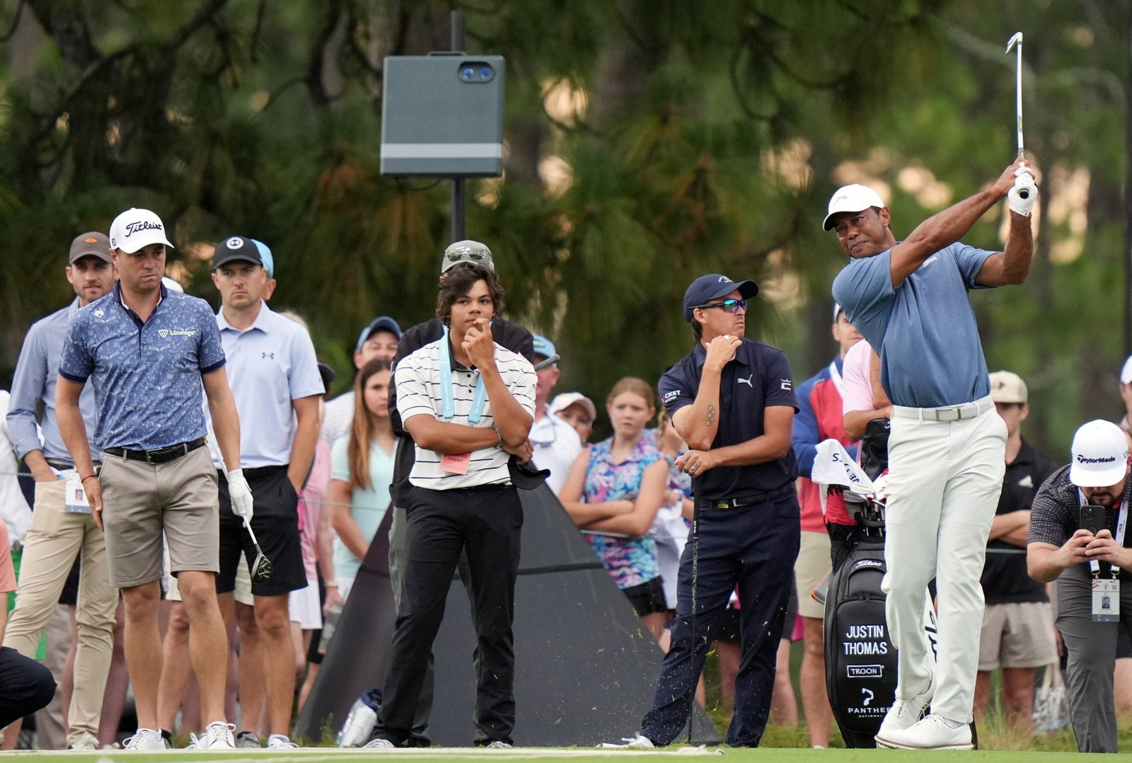 Charlie Woods watches his Tiger in a practice round ahead of the 2024 U.S. Open