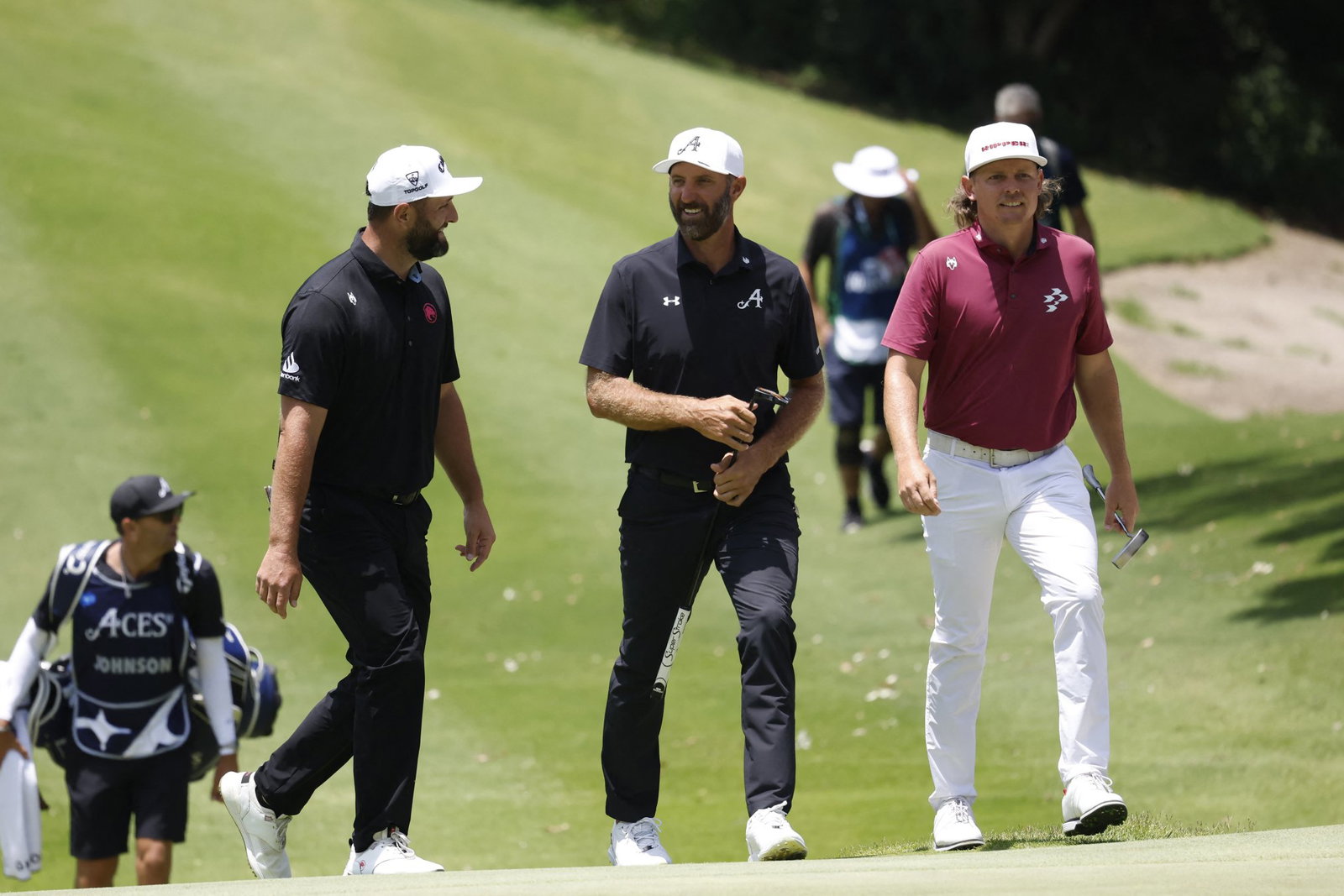 LIV Golf players Jon Rahm, Dustin Johnson and Cameron Smith